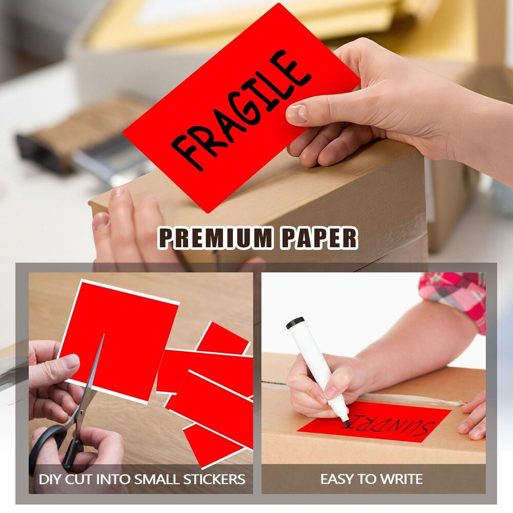 2539 3 x 5 Inch 500Pcs Rectangle Color Coding Stickers,Red Moving Box - Picture 3 of 7